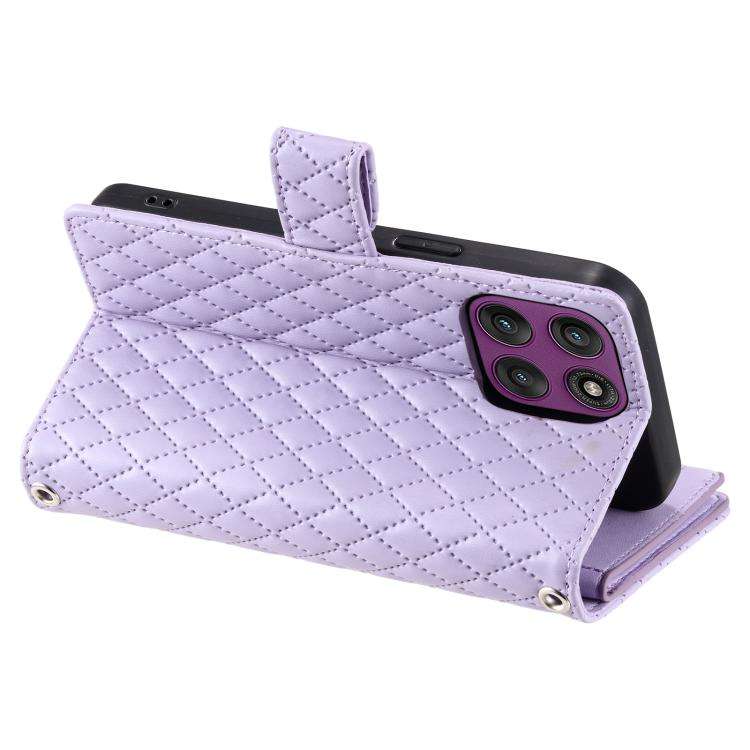 For Motorola Edge 60 Pro Glitter Lattice Zipper Wallet Leather Phone Case(Purple)