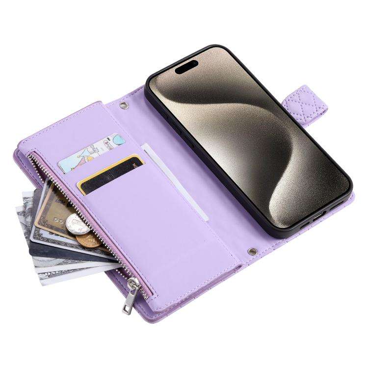 For Motorola Edge 60 Pro Glitter Lattice Zipper Wallet Leather Phone Case(Purple)