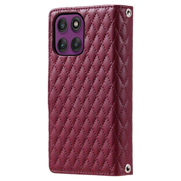 For Motorola Edge 60 Pro Glitter Lattice Zipper Wallet Leather Phone Case(Wine Red)