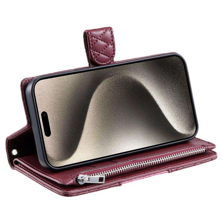 For Motorola Edge 60 Pro Glitter Lattice Zipper Wallet Leather Phone Case(Wine Red)