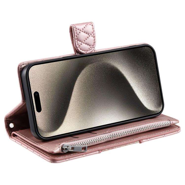 For Motorola Edge 60 Pro Glitter Lattice Zipper Wallet Leather Phone Case(Rose Gold)