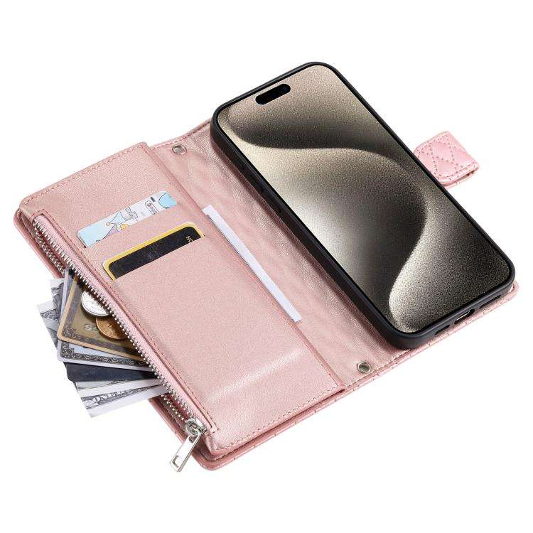 For Motorola Edge 60 Pro Glitter Lattice Zipper Wallet Leather Phone Case(Rose Gold)