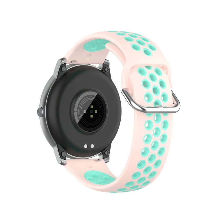 For Xiaomi Haylou Solar LS05 Two-tone Silicone Watch Band, Size: 22mm(Light Pink Teal)