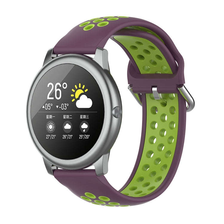 For Xiaomi Haylou Solar LS05 Two-tone Silicone Watch Band, Size: 22mm(Purple Lime)