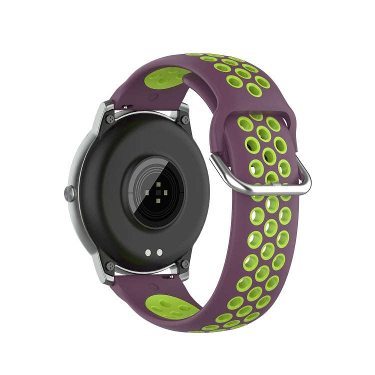 For Xiaomi Haylou Solar LS05 Two-tone Silicone Watch Band, Size: 22mm(Purple Lime)