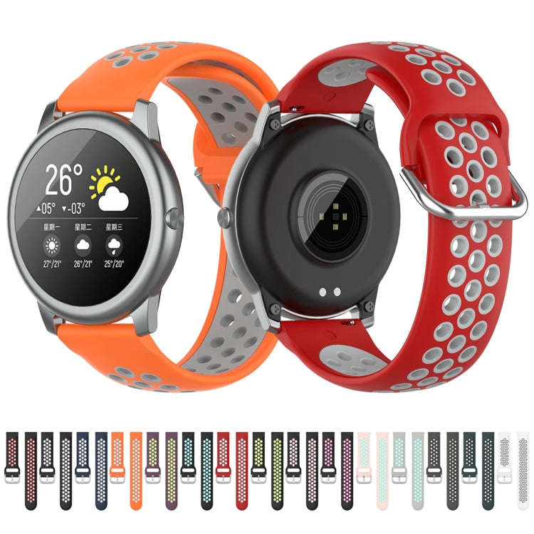 For Xiaomi Haylou Solar LS05 Two-tone Silicone Watch Band, Size: 22mm(Red Gray)