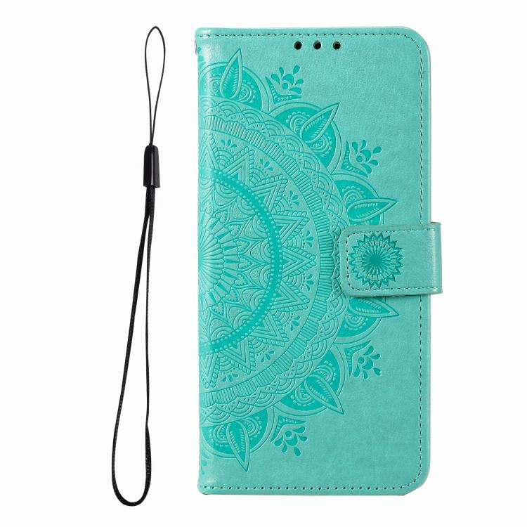 For Motorola Edge 60 Pro Totem Flower Embossed Leather Phone Case with Lanyard(Green)
