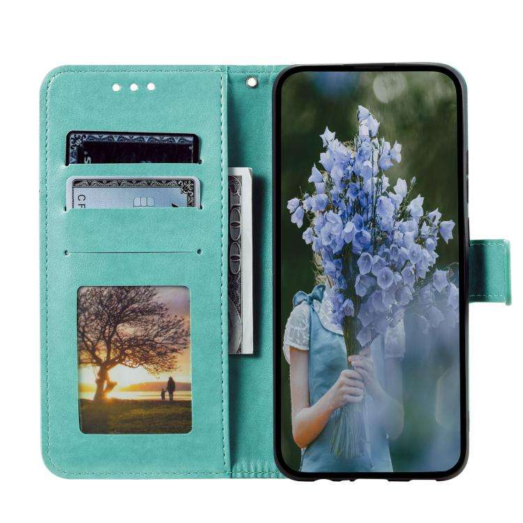 For Motorola Edge 60 Pro Totem Flower Embossed Leather Phone Case with Lanyard(Green)