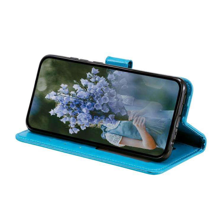 For Motorola Edge 60 Pro Totem Flower Embossed Leather Phone Case with Lanyard(Blue)