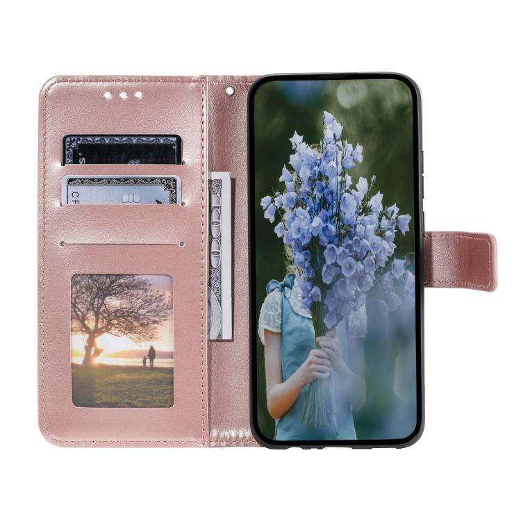 For Motorola Edge 60 Pro Totem Flower Embossed Leather Phone Case with Lanyard(Rose Gold)