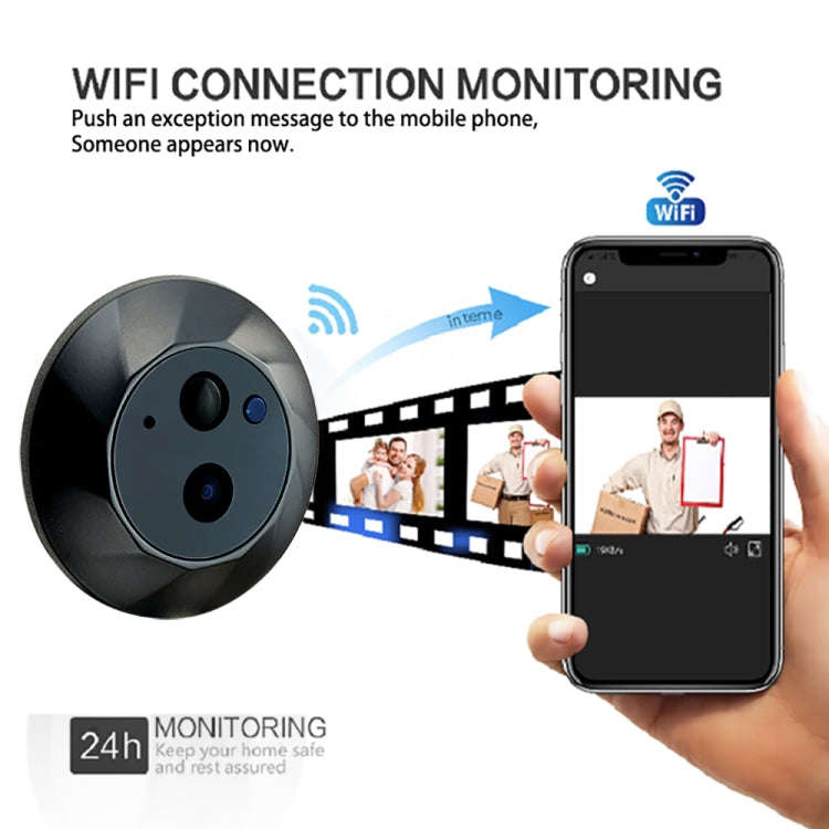 SY-35 4.3 inch Color Screen Graffiti Hidden 1080P WiFi Smart Cat Eye Video Doorbell(Black)