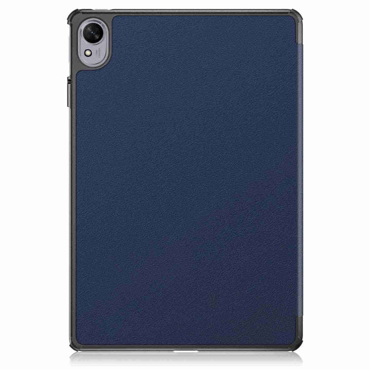 For Huawei MatePad 11.5S Custer Texture 3-Fold Holder Smart Leather Tablet Case(Dark Blue)