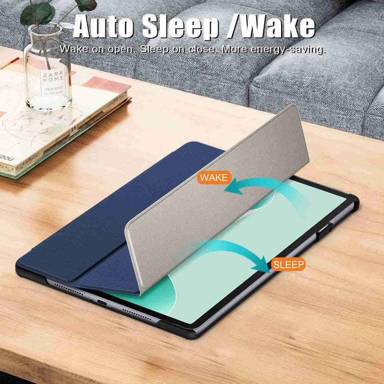 For Huawei MatePad 11.5S Custer Texture 3-Fold Holder Smart Leather Tablet Case(Dark Blue)