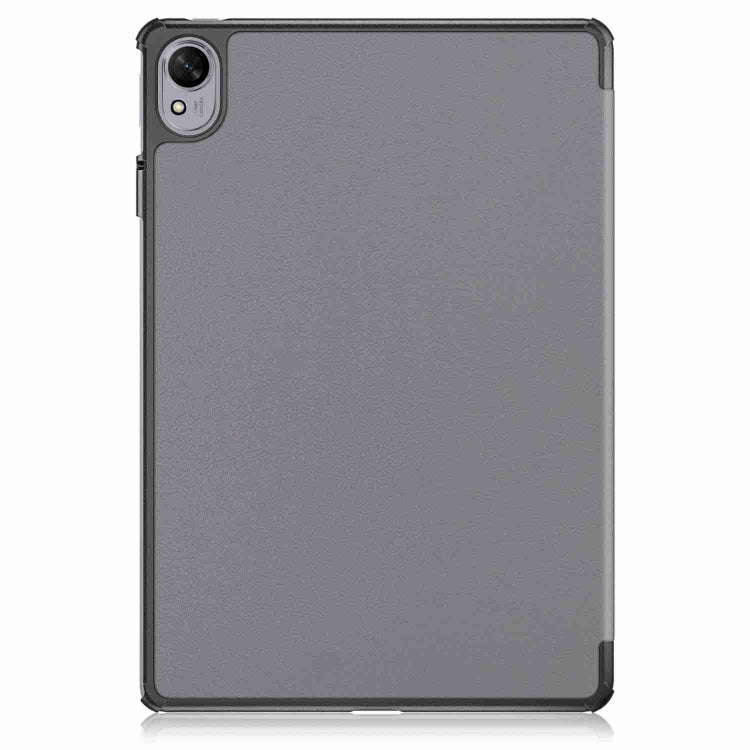 For Huawei MatePad 11.5S Custer Texture 3-Fold Holder Smart Leather Tablet Case(Grey)
