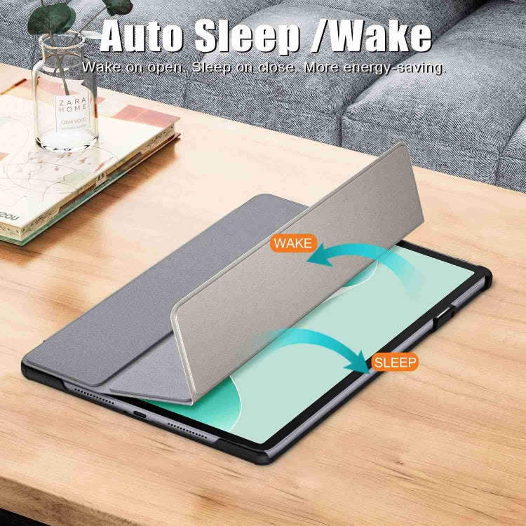 For Huawei MatePad 11.5S Custer Texture 3-Fold Holder Smart Leather Tablet Case(Grey)