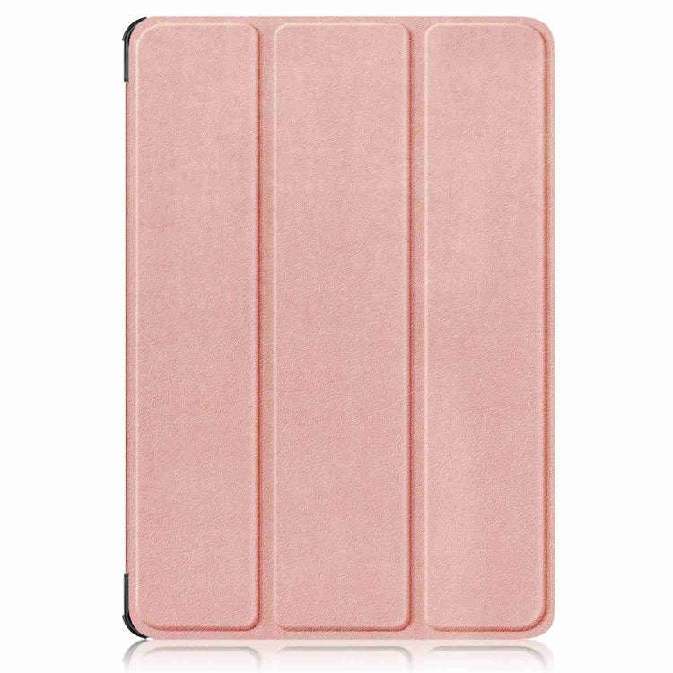 For Huawei MatePad 11.5S Custer Texture 3-Fold Holder Smart Leather Tablet Case(Rose Gold)