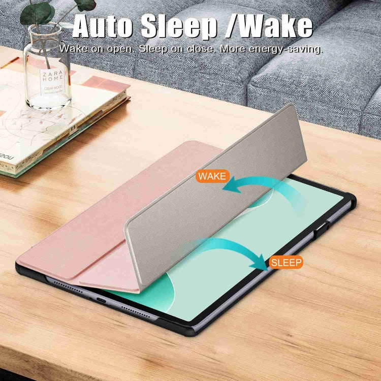 For Huawei MatePad 11.5S Custer Texture 3-Fold Holder Smart Leather Tablet Case(Rose Gold)