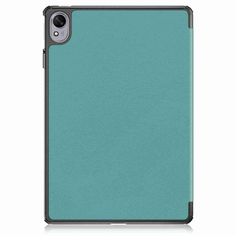 For Huawei MatePad 11.5S Custer Texture 3-Fold Holder Smart Leather Tablet Case(Dark Green)