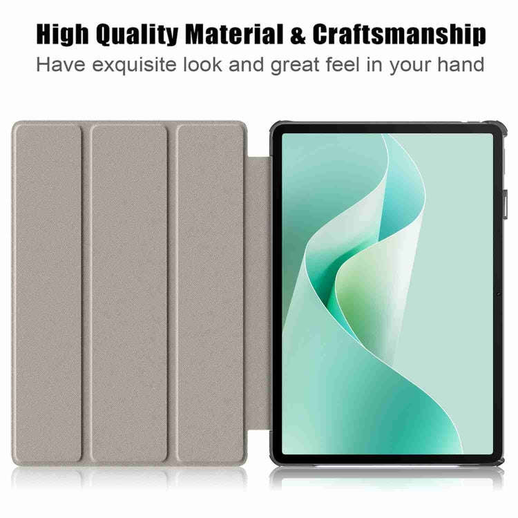 For Huawei MatePad 11.5S Custer Texture 3-Fold Holder Smart Leather Tablet Case(Dark Green)