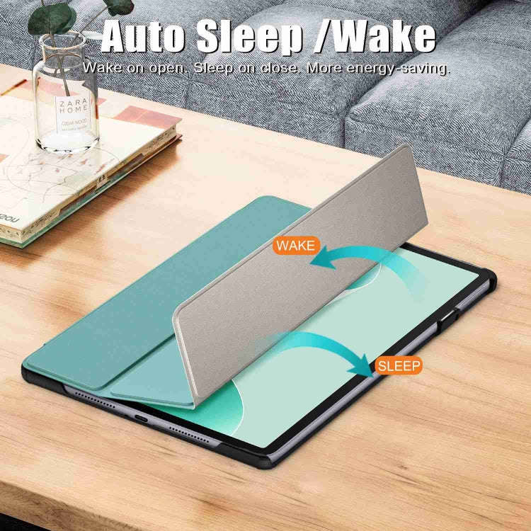 For Huawei MatePad 11.5S Custer Texture 3-Fold Holder Smart Leather Tablet Case(Dark Green)