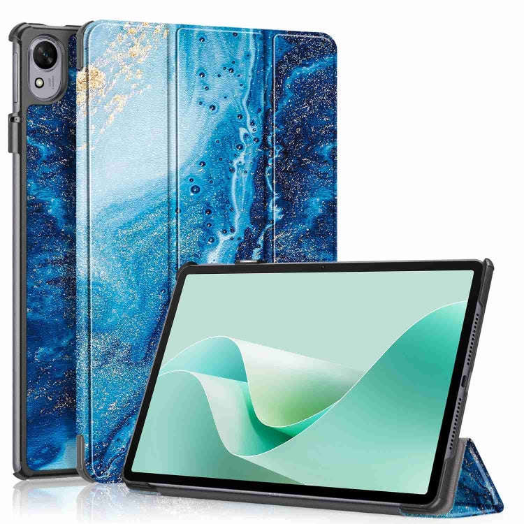 For Huawei MatePad 11.5S Custer Texture Coloured Drawing 3-Fold Holder Smart Leather Tablet Case(...