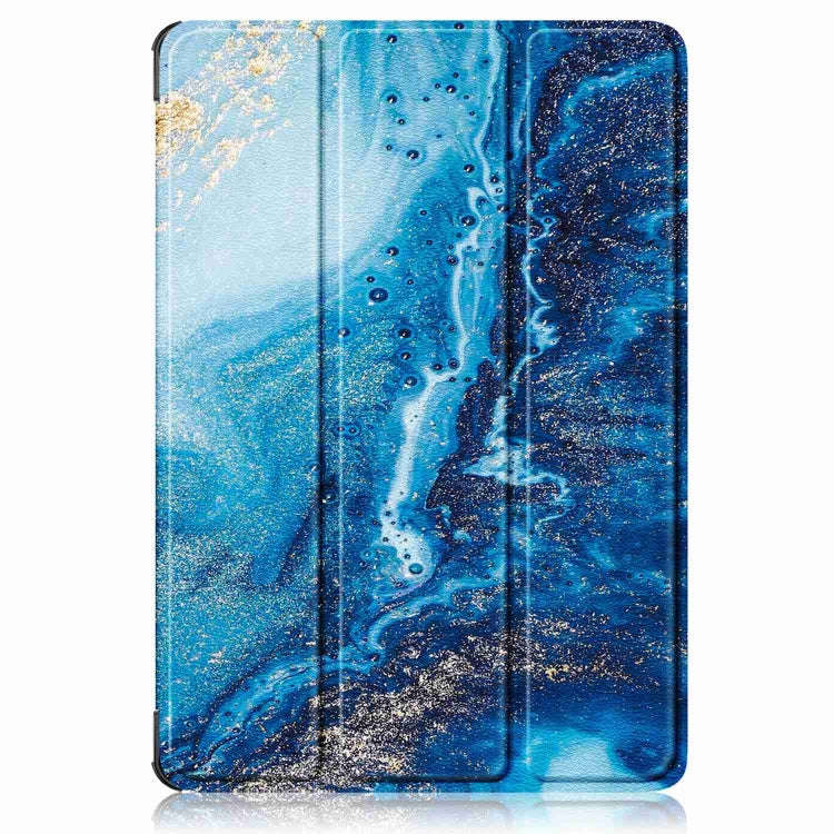For Huawei MatePad 11.5S Custer Texture Coloured Drawing 3-Fold Holder Smart Leather Tablet Case(...