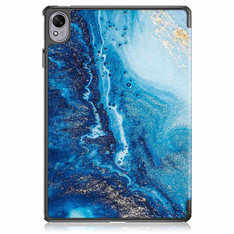 For Huawei MatePad 11.5S Custer Texture Coloured Drawing 3-Fold Holder Smart Leather Tablet Case(...