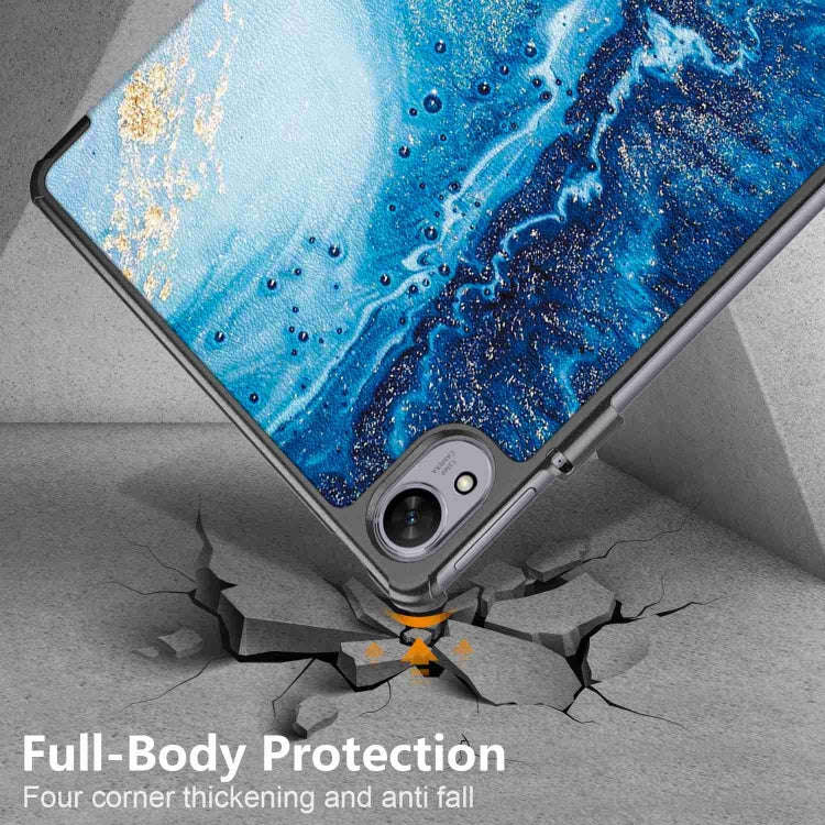 For Huawei MatePad 11.5S Custer Texture Coloured Drawing 3-Fold Holder Smart Leather Tablet Case(...