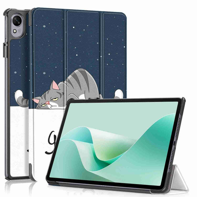 For Huawei MatePad 11.5S Custer Texture Coloured Drawing 3-Fold Holder Smart Leather Tablet Case(...