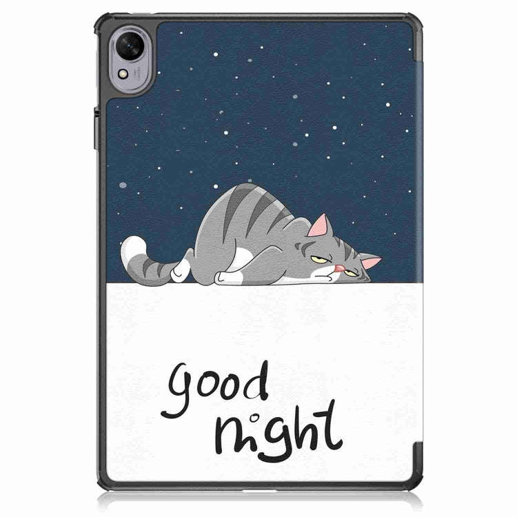 For Huawei MatePad 11.5S Custer Texture Coloured Drawing 3-Fold Holder Smart Leather Tablet Case(...