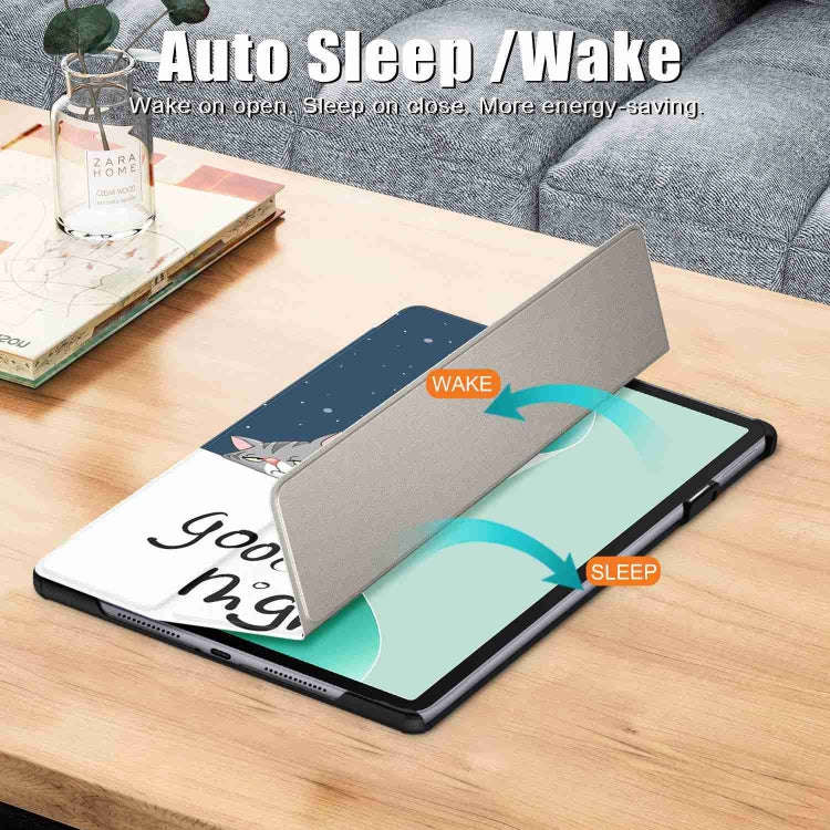 For Huawei MatePad 11.5S Custer Texture Coloured Drawing 3-Fold Holder Smart Leather Tablet Case(...