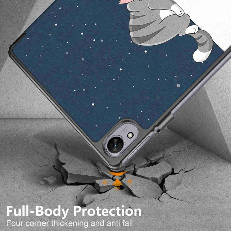 For Huawei MatePad 11.5S Custer Texture Coloured Drawing 3-Fold Holder Smart Leather Tablet Case(...