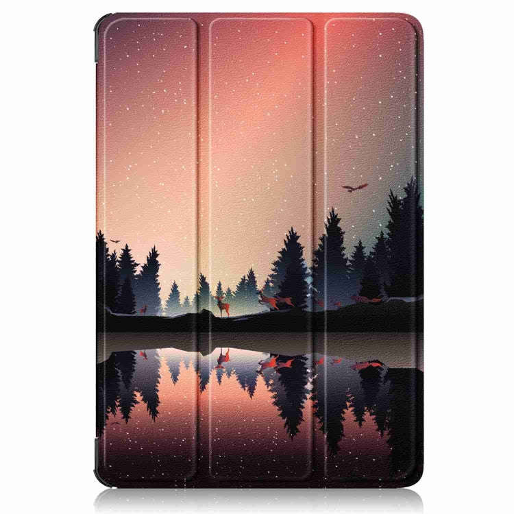 For Huawei MatePad 11.5S Custer Texture Coloured Drawing 3-Fold Holder Smart Leather Tablet Case(...