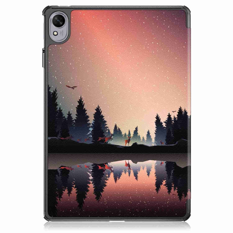 For Huawei MatePad 11.5S Custer Texture Coloured Drawing 3-Fold Holder Smart Leather Tablet Case(...