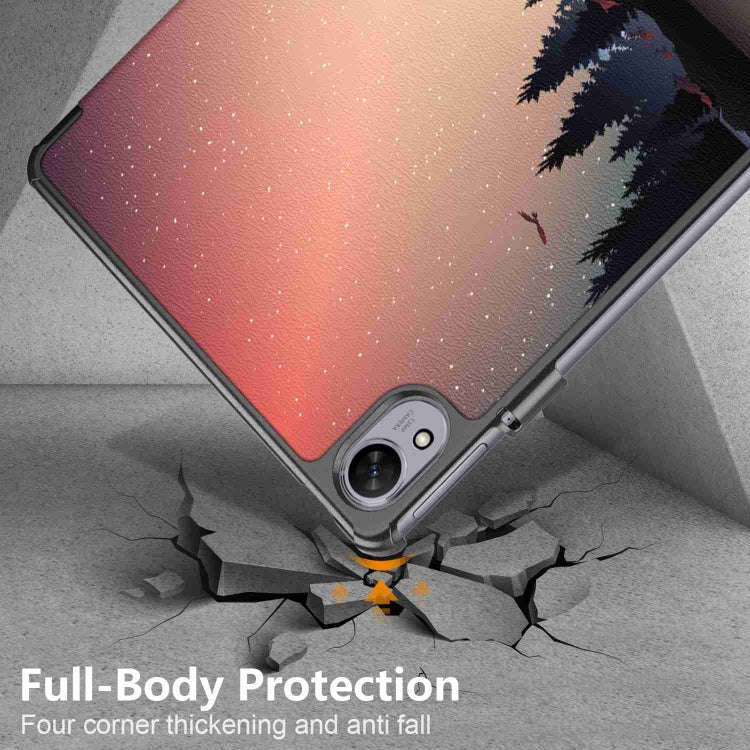 For Huawei MatePad 11.5S Custer Texture Coloured Drawing 3-Fold Holder Smart Leather Tablet Case(...