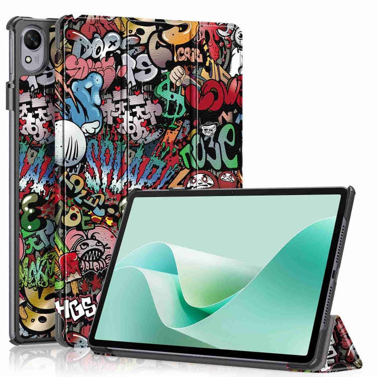 For Huawei MatePad 11.5S Custer Texture Coloured Drawing 3-Fold Holder Smart Leather Tablet Case(...