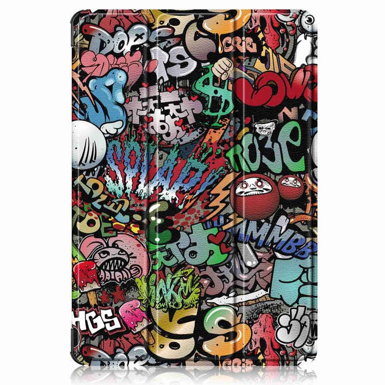 For Huawei MatePad 11.5S Custer Texture Coloured Drawing 3-Fold Holder Smart Leather Tablet Case(...