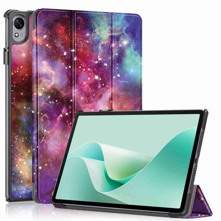 For Huawei MatePad 11.5S Custer Texture Coloured Drawing 3-Fold Holder Smart Leather Tablet Case(...