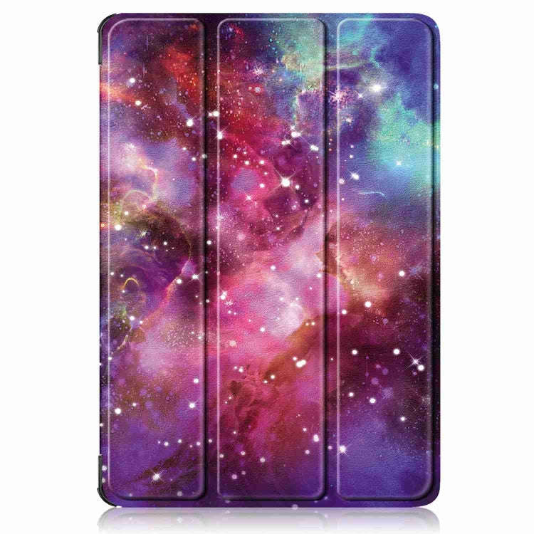 For Huawei MatePad 11.5S Custer Texture Coloured Drawing 3-Fold Holder Smart Leather Tablet Case(...