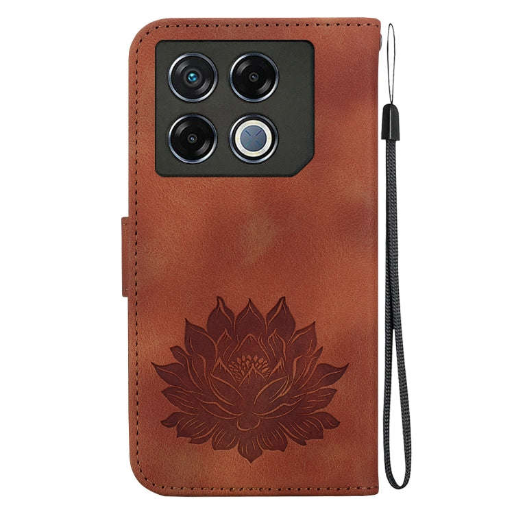 For Infinix GT 20 Pro Lotus Embossed Leather Phone Case(Brown)