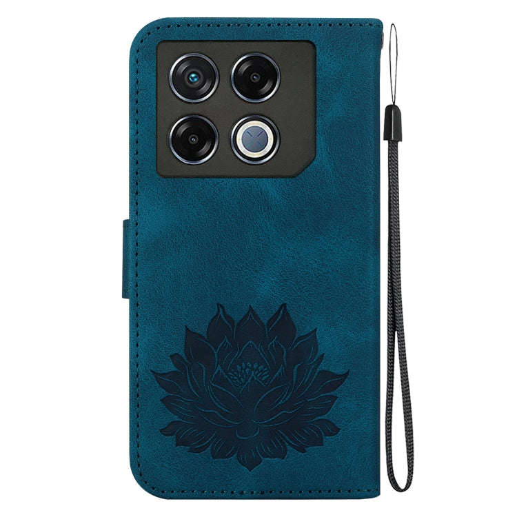 For Infinix GT 20 Pro Lotus Embossed Leather Phone Case(Dark Blue)