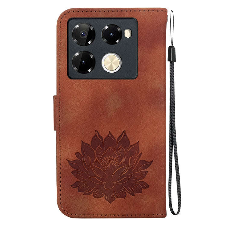 For Infinix Note 40 Pro+ Lotus Embossed Leather Phone Case(Brown)
