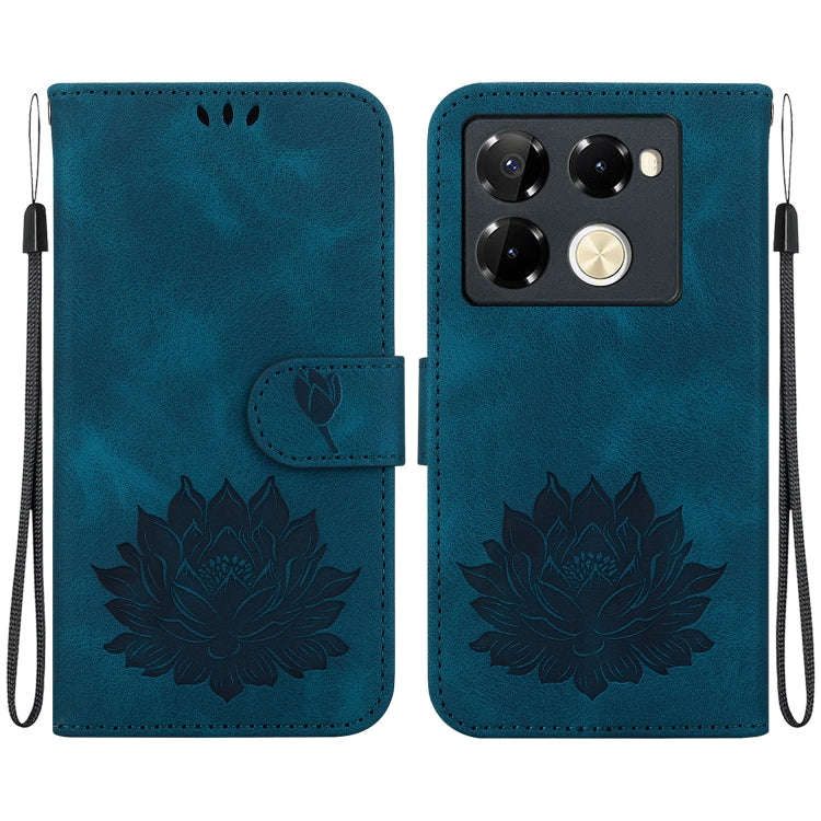 For Infinix Note 40 Pro+ Lotus Embossed Leather Phone Case(Dark Blue)