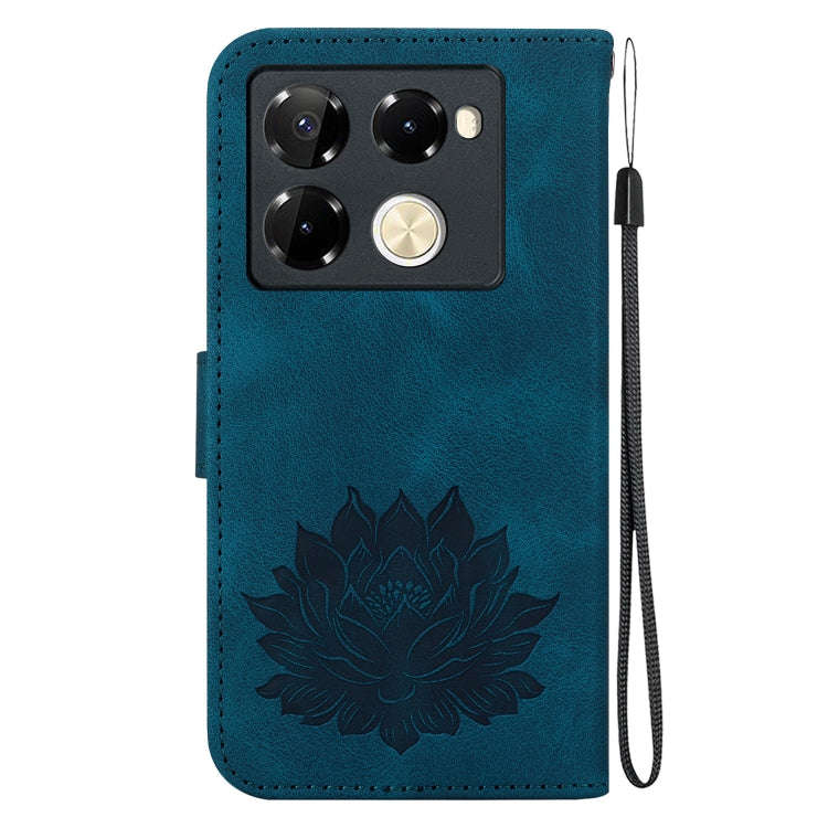 For Infinix Note 40 Pro+ Lotus Embossed Leather Phone Case(Dark Blue)