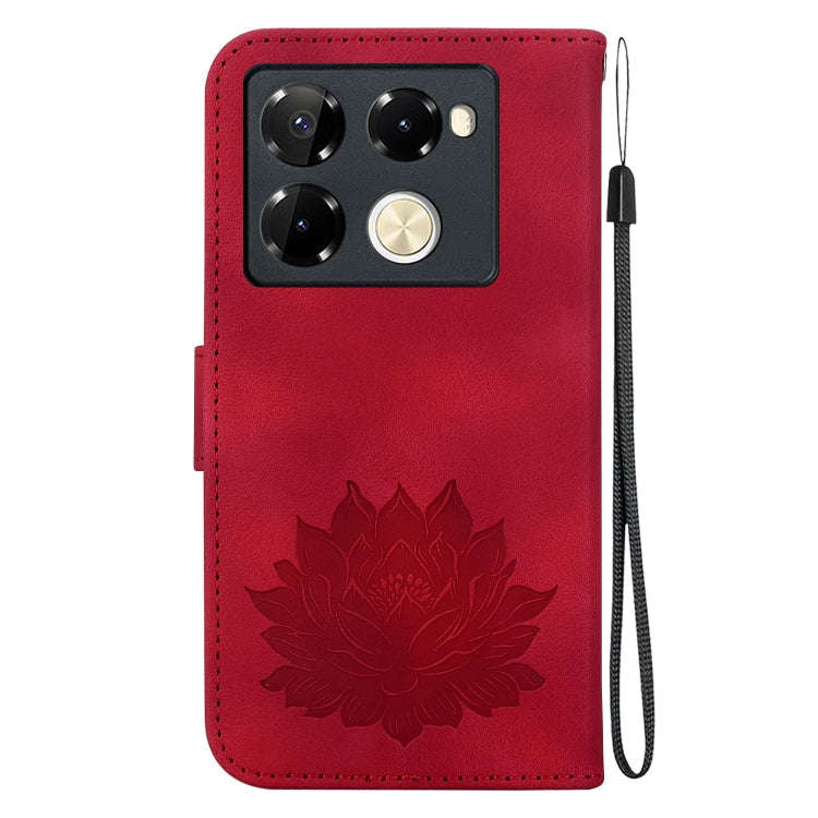 For Infinix Note 40 Pro+ Lotus Embossed Leather Phone Case(Red)