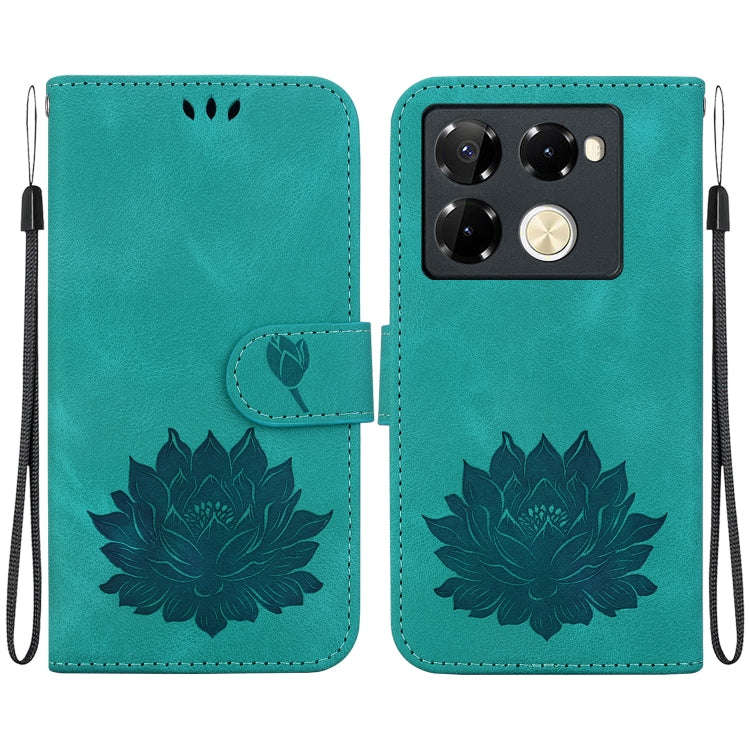 For Infinix Note 40 Pro+ Lotus Embossed Leather Phone Case(Green)