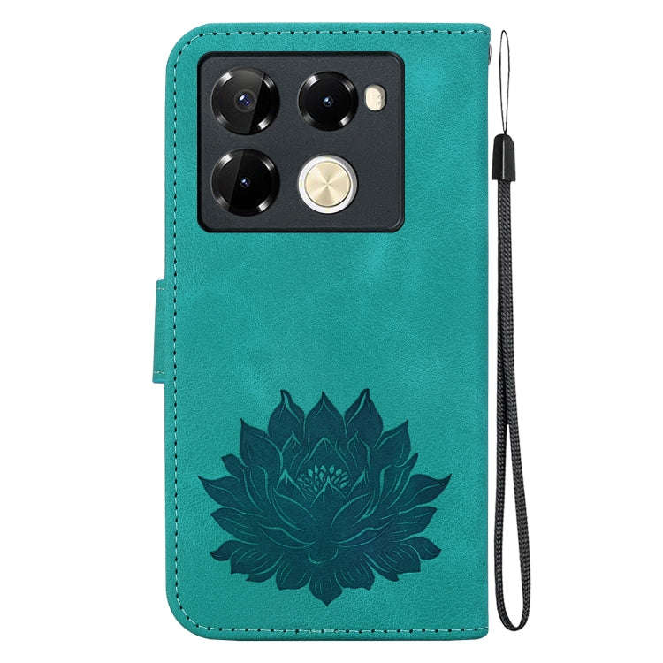 For Infinix Note 40 Pro+ Lotus Embossed Leather Phone Case(Green)