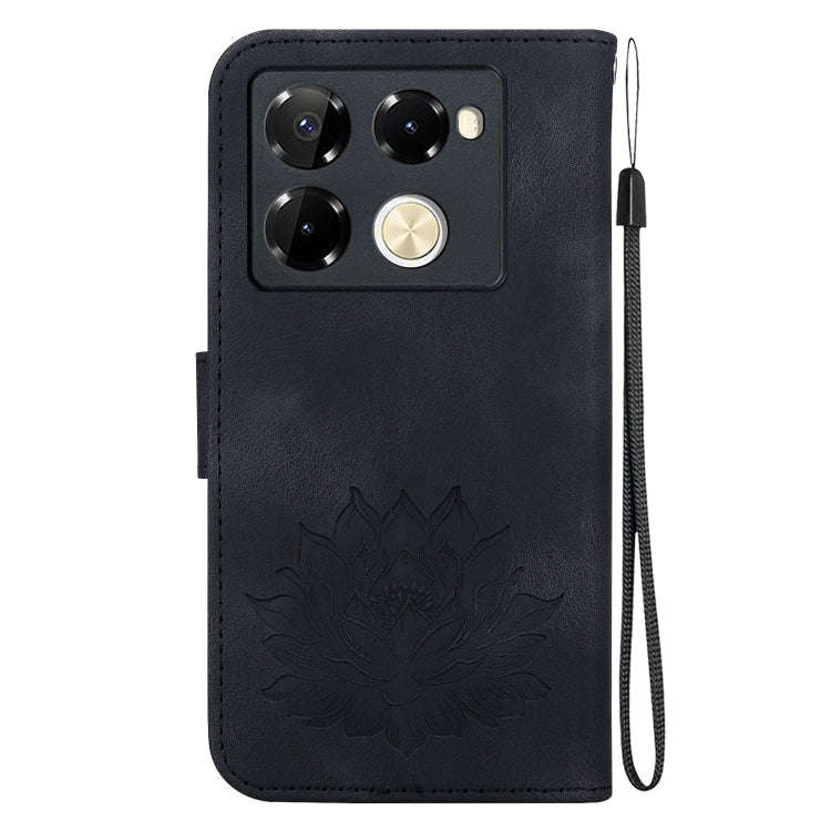 For Infinix Note 40 Pro+ Lotus Embossed Leather Phone Case(Black)