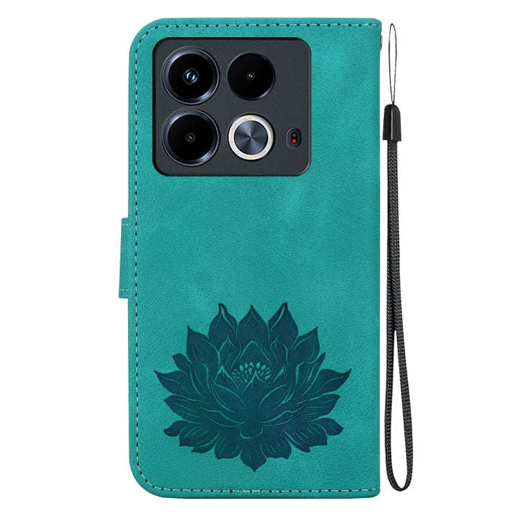 For Infinix Note 40 4G Lotus Embossed Leather Phone Case(Green)