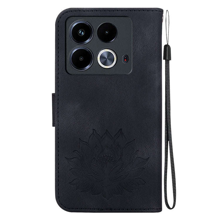 For Infinix Note 40 4G Lotus Embossed Leather Phone Case(Black)